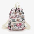Fashionable floral canvas backpack for women featuring cute pink and yellow flower patterns - Multicolor Floral
