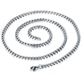 Polished silver box chain necklace with lobster clasp made of stainless steel for men - Chain Only (Without Pendant) / Box Chain Width 3.0 Length 60CM