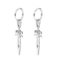 Punk style silver sword drop earrings in durable stainless steel for men and women - Style 17 Silver Single