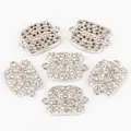 Bulldog jewelry connector charms with silver plating and zircon inlay, set of six - White Gold Plated French Bulldog with White Zirconia
