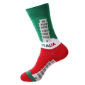 Italy themed mid-calf cotton socks featuring Leaning Tower of Pisa and Italia text - 1204-Pisa Tower