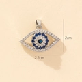Silver evil eye pendant with white and blue stones, measuring 2cm by 2.2cm - Silver Evil Eye Rhinestone Pendant (18-2)