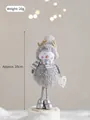 Cute grey plush snowman with reindeer antlers and knit scarf, 19cm Christmas decoration - Grey Snowman
