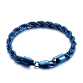 Braided two-tone 18K gold and blue stainless steel twisted chain bracelet for men and women - 6mm-21cm / Blue