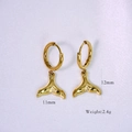 14K gold plated whale tail hoop earrings, minimalist ocean theme jewelry for women - Whale Tail 2