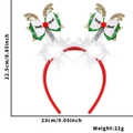 Christmas reindeer headband with gold glitter antlers and green plaid bow for party - Eyelash Antler Plush Style