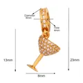 18K gold plated cocktail glass charm with white cubic zirconia for DIY jewelry - Gold Wine Glass