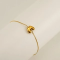 Polished 18K gold-plated stainless steel chain bracelet with a 3D chubby letter M charm - Letter M