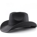 Classico cappello da cowboy western nero intrecciato a tesa larga per la protezione solare - M (56-58cm) / Nero