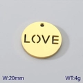 Ciondolo tondo in acciaio inossidabile dorato con scritta love traforata 20mm - Oro