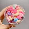 Colorful plush hair ties in Macaron colors stored in a clear jar for kids and girls - Colorful Towel Loop 100Pcs Jar