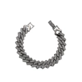 Hip-Hop-Panzerarmband in Gun Black Finish mit funkelnder Strass-Einlage - Gunmetal-Schwarz