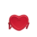 Red heart-shaped leather crossbody bag with adjustable strap and golden logo - Red