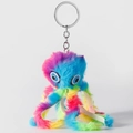 Porte-clés poulpe en peluche arc-en-ciel avec grands yeux pour sacs et voitures - Arc-en-ciel