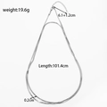 Silver stainless steel snake chain necklace with detailed length and weight specifications - Long Snake Chain Necklace (NK-217)