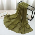 Elegant dark green pearl chiffon long scarf for women with lightweight drape fabric - 175cmx70cm / Army Green