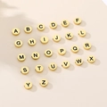Polierte goldene Edelstahl-Rundperlen mit Buchstaben A-Z für DIY-Schmuck - Buchstabe A / Emaille Goldfarbe