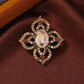 Vintage bronze brooch featuring an oval champagne gemstone with intricate filigree details - Style 14 (Champagne + Bronze)
