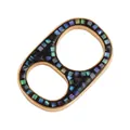 Golden clover soda tab jewelry connector with iridescent shell inlay for DIY bracelet making - Inlaid Tab / Black Shell