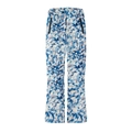 Damen Skihose mit blau-weißem Abstraktmuster, Taschen und winddichtem Material - XS / Hose mit abstraktem Druck