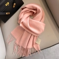 Pink pure Australian wool scarf for women with soft tassel trim for winter warmth - Lotus Pink