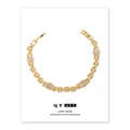 Pulsera de cadena estilo correa de reloj bañada en oro 18K con cuatro circonitas - Pulsera de Circonita Dorada