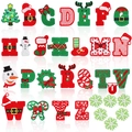 Christmas embroidered letter patches with snowman and festive tree designs for clothing - Christmas Theme Set 32pcs