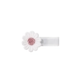 White embroidered daisy flower hair clip with pink center and ribbon wrapped grip - Style 14-White Embroidery Daisy Pink Center Ribbon Clip