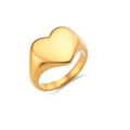 Anello a sigillo a cuore in acciaio inossidabile placcato oro 18K lucido - US 6 / Oro