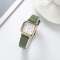 Orologio quadrato minimalista da donna in oro con cinturino in pelle verde e quadrante - Verde