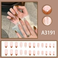 Mocha brown French almond press-on nails with silver glitter and gloss finish - Mocha Brown French Glitter Glue Style (A3191)