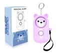 Pink bear personal alarm keychain with 130dB siren and LED light including packaging - English Packaging / Bear / Lavender