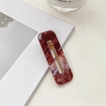 Fermaglio rettangolare in acrilico tartarugato marrone rossastro con clip in metallo oro - 6.5cm / Rosso Marrone
