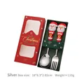 Set di posate natalizie con manico a Babbo Natale in una confezione regalo rossa - Argento Stile D - 2Pezzi