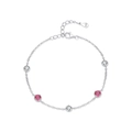 Elegantes s925 Silberarmband mit roten und weißen Edelsteinen und verstellbarer Kette - 925er Silber / Luxuriöser exquisiter Stil (RHB1529)