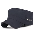 Casquette plate bleu marine respirante avec œillets métalliques et bord surpiqué - Réglable / Bleu marine