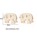 Minimalist gold hollow elephant stud earrings in stainless steel on white background - Gold