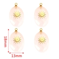 Pink natural quartz oval pendant with golden sunburst inlay in a set of four - Oval Rose Quartz - Sun
