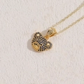 Golden bear head pendant necklace with dark blue and white cubic zirconia stones - 14K Gold Royal Blue Zircon