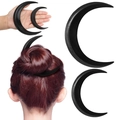 Set de 3 horquillas de madera con forma de luna negra para el pelo en uso - Grande / Negro