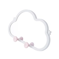 Cloud-shaped vanity mirror with white frame, storage shelf, and pink mushroom hooks - Pink