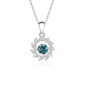 S925 silver heart windmill necklace featuring a brilliant blue central stone with silver chain - 925 Silver / Moissanite Blue Green Diamond Platinum Color (FDTD-048)
