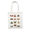 White canvas tote bag featuring vintage moth and butterfly scientific illustrations - Insect Moth Illustration (STD2-B)