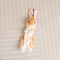 Close-up of soft plush bunny pencil case showing realistic texture and details - 30cm (Unstuffed) / Brown (Sitting Shell)