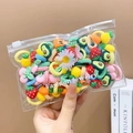 Kids elastic hair bands set with fruit charms including strawberry and pineapple shapes - Glossy Fruit (20 Pcs)