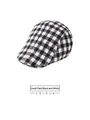 Classic black and white houndstooth beret hat in British vintage style for women - One Size 58cm / Small Plaid Black White