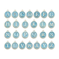 Light blue enamel and gold alloy A-Z alphabet heart pendant set for jewelry making - Letter A / Blue