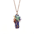 Macro detail of Tree of Life pendant with lapis lazuli and colorful natural stone wire wrap - Antique Copper + Lapis Lazuli