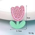 Macro detail of tulip charm with pink rhinestones, measures 5cm high and 3.5cm wide - D1918 Tulip