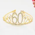 Golden birthday tiara with sparkling rhinestones and number 60 for party celebrations - 60 Years Old / Gold